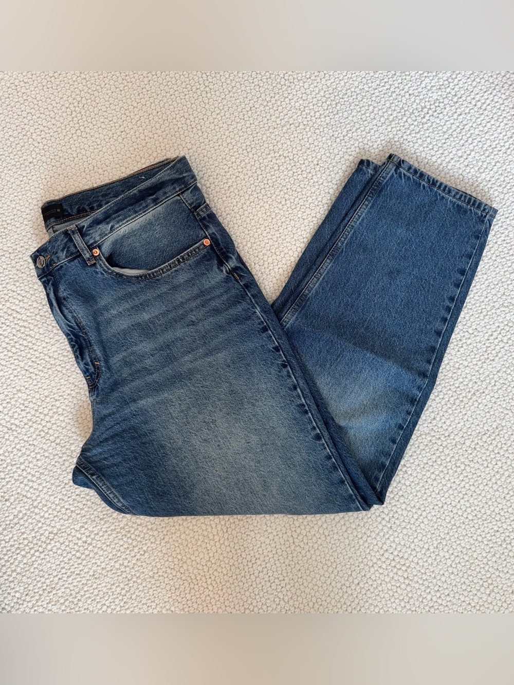 Zara Straight Leg High Waisted Denim Jeans size 14